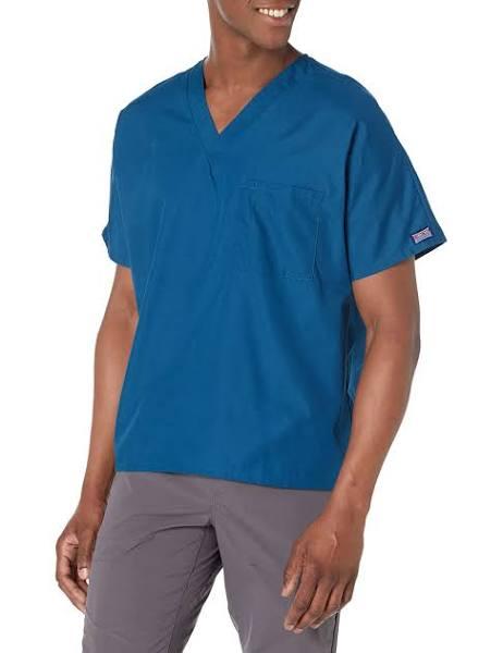 Cherokee Workwear 4777 Scrubs Top Unisex V-Neck Tunic. Caribbean Blue