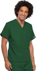 Cherokee Workwear 4777 Scrubs Top Unisex V-Neck Tunic. Hunter Green