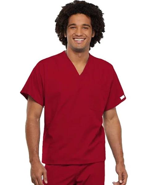 Cherokee Workwear 4777 Scrubs Top Unisex V-Neck Tunic. Red
