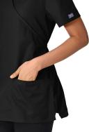 Cherokee Workwear 4801 Scrubs Top Womens Mock Wrap Tunic Black