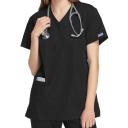 Cherokee Workwear 4801 Scrubs Top Womens Mock Wrap Tunic Black