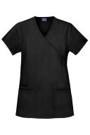 Cherokee Workwear 4801 Scrubs Top Womens Mock Wrap Tunic Black