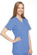Cherokee Workwear 4801 Scrubs Top Womens Mock Wrap Tunic Ceil Blue