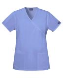 Cherokee Workwear 4801 Scrubs Top Womens Mock Wrap Tunic Ceil Blue