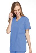 Cherokee Workwear 4801 Scrubs Top Womens Mock Wrap Tunic Ceil Blue