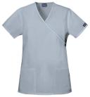 Cherokee Workwear 4801 Scrubs Top Womens Mock Wrap Tunic Chocolate