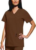 Cherokee Workwear 4801 Scrubs Top Womens Mock Wrap Tunic Chocolate