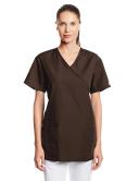 Cherokee Workwear 4801 Scrubs Top Womens Mock Wrap Tunic Chocolate