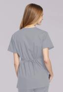 Cherokee Workwear 4801 Scrubs Top Womens Mock Wrap Tunic Grey