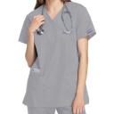 Cherokee Workwear 4801 Scrubs Top Womens Mock Wrap Tunic Grey