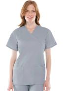 Cherokee Workwear 4801 Scrubs Top Womens Mock Wrap Tunic Grey