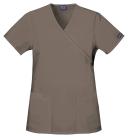 Cherokee Workwear 4801 Scrubs Top Womens Mock Wrap Tunic Grey