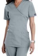 Cherokee Workwear 4801 Scrubs Top Womens Mock Wrap Tunic Grey