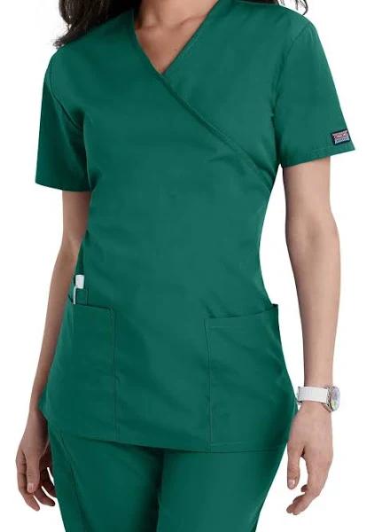Cherokee Workwear 4801 Scrubs Top Womens Mock Wrap Tunic Hunter Green