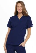 Cherokee Workwear 4801 Scrubs Top Womens Mock Wrap Tunic Navy