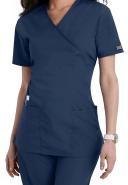 Cherokee Workwear 4801 Scrubs Top Womens Mock Wrap Tunic Navy