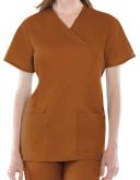 Cherokee Workwear 4801 Scrubs Top Womens Mock Wrap Tunic Pewter