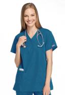 Cherokee Workwear 4801 Scrubs Top Womens Mock Wrap Tunic Pewter