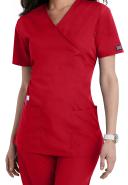 Cherokee Workwear 4801 Scrubs Top Womens Mock Wrap Tunic Red