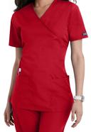Cherokee Workwear 4801 Scrubs Top Womens Mock Wrap Tunic Red