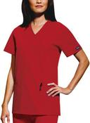 Cherokee Workwear 4801 Scrubs Top Womens Mock Wrap Tunic Red