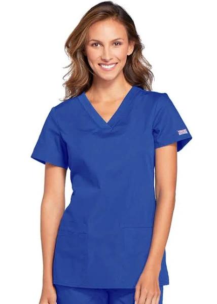 Cherokee Workwear 4801 Scrubs Top Womens Mock Wrap Tunic Royal