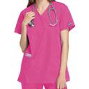 Cherokee Workwear 4801 Scrubs Top Womens Mock Wrap Tunic Shocking Pink
