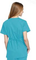 Cherokee Workwear 4801 Scrubs Top Womens Mock Wrap Tunic Turquoise