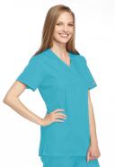 Cherokee Workwear 4801 Scrubs Top Womens Mock Wrap Tunic Turquoise
