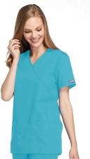 Cherokee Workwear 4801 Scrubs Top Womens Mock Wrap Tunic Turquoise