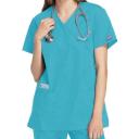 Cherokee Workwear 4801 Scrubs Top Womens Mock Wrap Tunic Turquoise