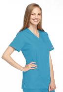 Cherokee Workwear 4801 Scrubs Top Womens Mock Wrap Tunic Turquoise