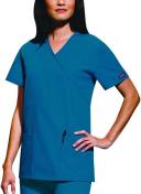 Cherokee Workwear 4801 Scrubs Top Womens Mock Wrap Tunic Turquoise