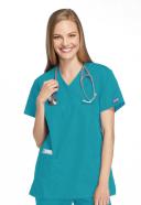 Cherokee Workwear 4801 Scrubs Top Womens Mock Wrap Tunic Turquoise