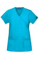 Cherokee Workwear 4801 Scrubs Top Womens Mock Wrap Tunic Turquoise