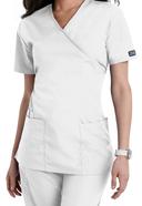 Cherokee Workwear 4801 Scrubs Top Womens Mock Wrap Tunic White