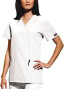 Cherokee Workwear 4801 Scrubs Top Womens Mock Wrap Tunic White
