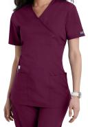 Cherokee Workwear 4801 Scrubs Top Womens Mock Wrap Tunic Wine