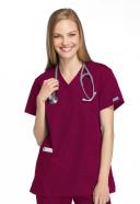 Cherokee Workwear 4801 Scrubs Top Womens Mock Wrap Tunic Wine