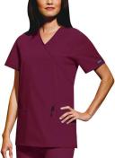 Cherokee Workwear 4801 Scrubs Top Womens Mock Wrap Tunic Wine
