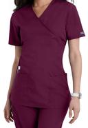 Cherokee Workwear 4801 Scrubs Top Womens Mock Wrap Tunic Wine