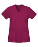 Cherokee Workwear 4801 Scrubs Top Womens Mock Wrap Tunic Wine