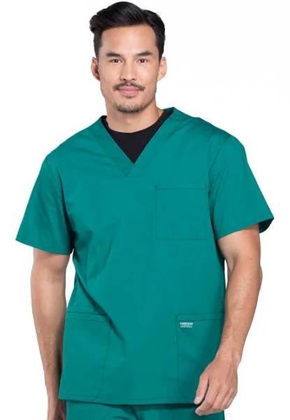 Cherokee Workwear Professionals Men's V-Neck Scrub Top - 4x - Hunter