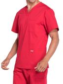 Cherokee Workwear Professionals Men's V-Neck Scrub Top - XL - Red