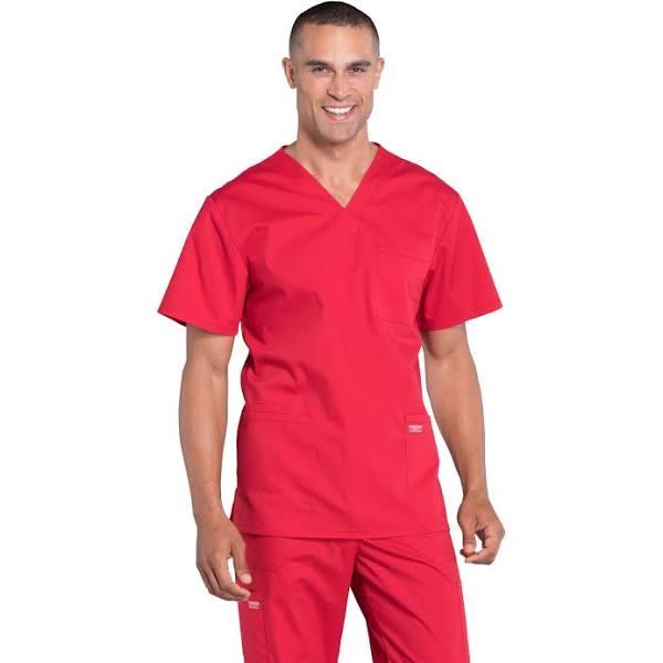 Cherokee Workwear Professionals Men's V-Neck Scrub Top - XL - Red