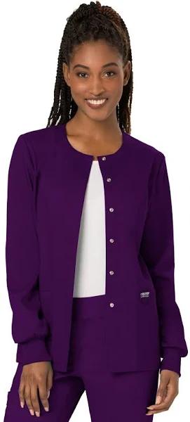 Cherokee Workwear Revolution Snap-Front Scrub Jacket - 2x - Eggplant