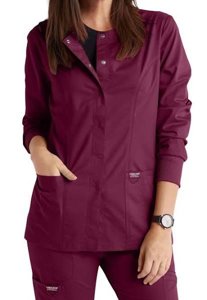 Cherokee Workwear Revolution Snap-Front Scrub Jacket - 2x - Wine