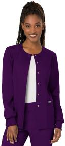 Cherokee Workwear Revolution Snap-Front Scrub Jacket - 3x - Eggplant