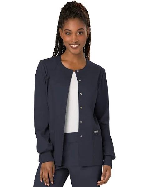 Cherokee Workwear Revolution Snap-Front Scrub Jacket - L - Pewter
