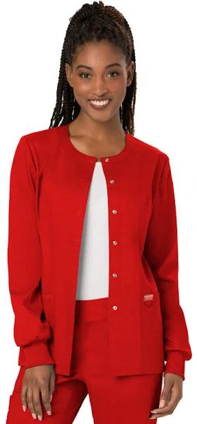 Cherokee Workwear Revolution Snap-Front Scrub Jacket - L - Red